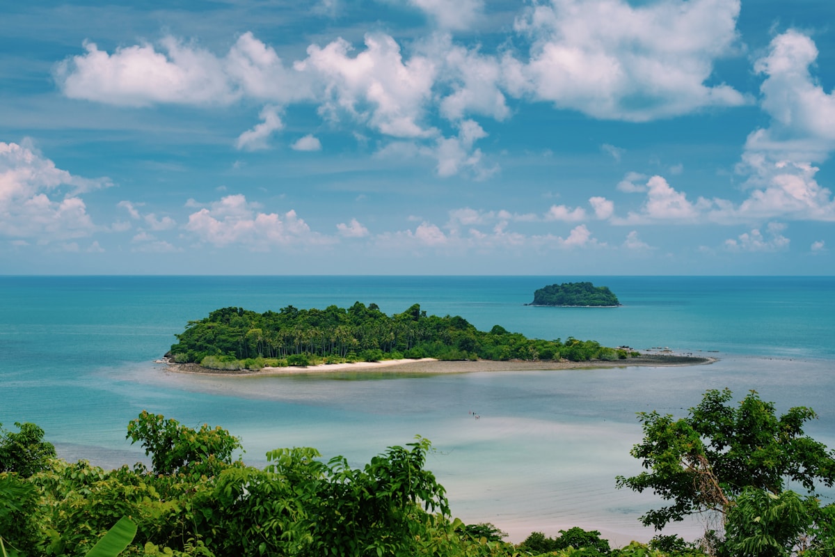 View across forested small islands from Koh Chang, Gulf of Thailand