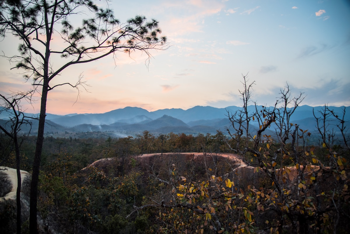 Misty mountain valley in Mae Hong Son province near the Myanmar border